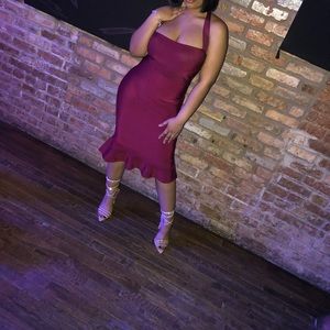Burgundy bandage dress